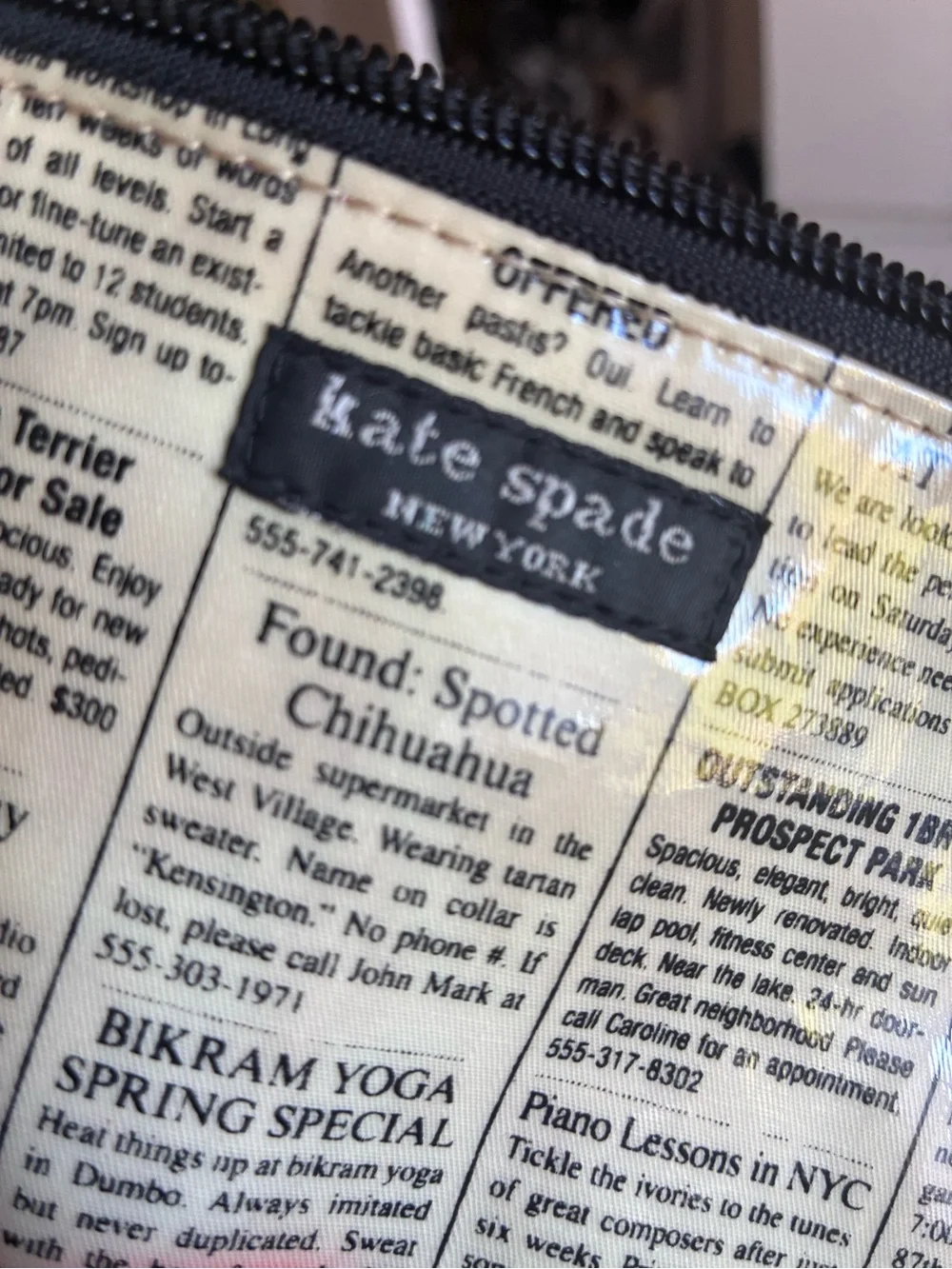 KATE SPADE Vintage Newsprint Pouch